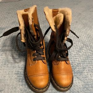 Dr Marten Faux Fur Boots, Congac, US size 5